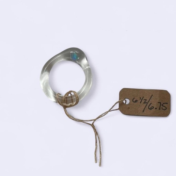 Clear Glass Ring with Blue Opal - Picture 3 of 4